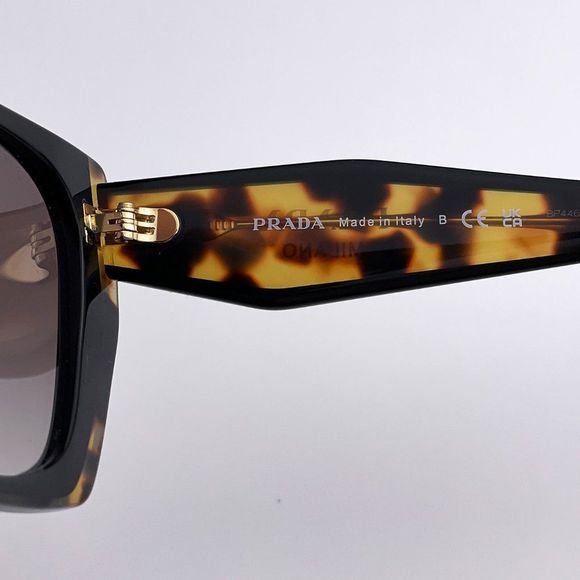 Prada PR15WS 3890A7 Sunglasses Black Tortoise Gray Square Women - Picture 8 of 12